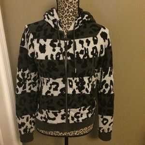 L.A.M.B. Striped Wild Leopard Hoodie Medium